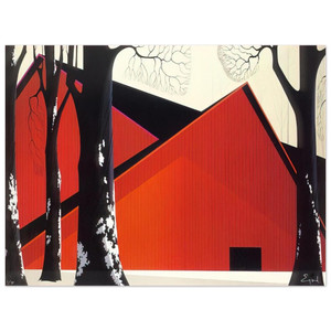 Eyvind Earle  The Great Red Barn Aluminum Print