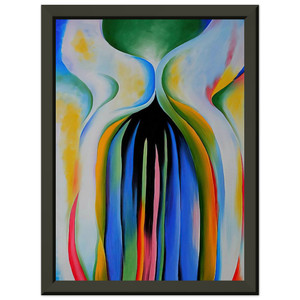 Georgia OKeeffe Gray line with black blue and yellow Metal Framed Art Print