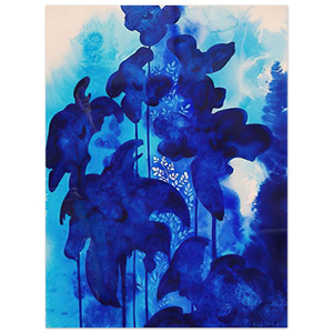 Eyvind Earle  Blue Floral Aluminum Print