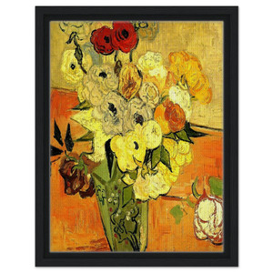 Vincent van Gogh  Japanese Vase with Roses and Anemones Framed Canvas