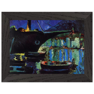 Salvador Dali  PORT OF CADAQUES NIGHT Premium Wooden Framed Art Print / Poster
