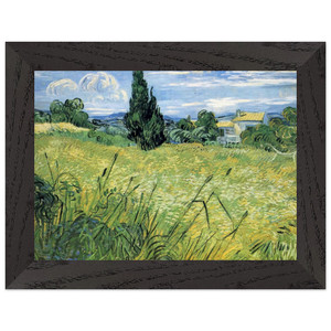 Van Gogh Green Wheat Field with Cypress Premium Wood Framed Art Print