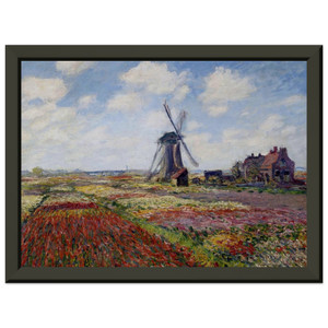 claude monet Fields of Tulip With The Rijnsburg Windmill Metal Frame Print