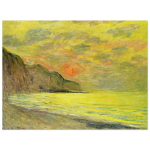 claude monet  Sunset Foggy Weather Pourville Wood Print