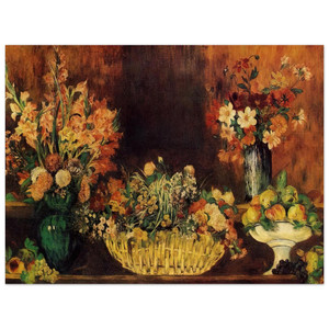 PierreAuguste Renoir  Vase Basket of Flowers and Fruit Aluminum Print
