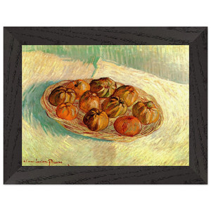 Van Gogh Still Life Basket of Apples Premium Wooden Framed Art Print / Poster