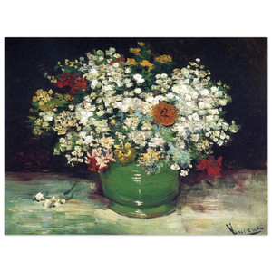 Vincent van Gogh  Vase with Zinnias and Other Flowers Aluminum Print