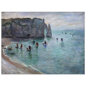 Claude Monet Etretat Aval Door Fishing Boats Aluminum Print