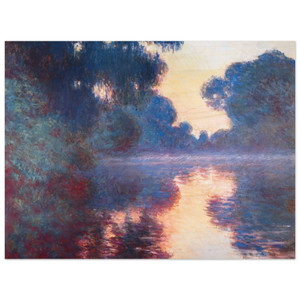 claude monet  Misty Morning on the Seine in Bue Wood Print