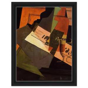 Juan Gris  BOTTLE GLASS AND NEWSPAPER Framed Canvas