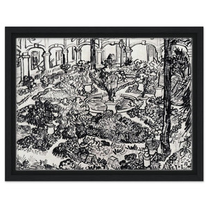 Vincent van Gogh  The Courtyard of the Hospital at Arles Framed Canvas