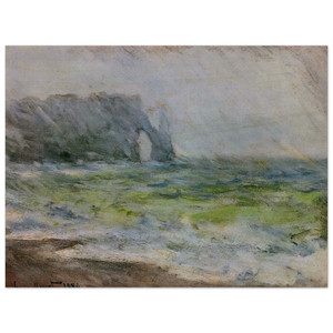 claude monet  The Manneport Etretat in the Rain Wood Print