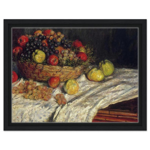 claude monet  Fruit Basket with Apples and Grapes Framed Canvas