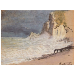 claude monet  The Manneport Etretat  Amont Cliff Rough Weather Wood Print