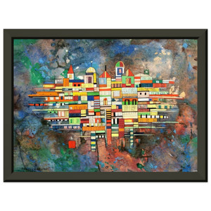 Rene Portocarrero  CITY 1954 Premium Metal Framed Art Print / Poster