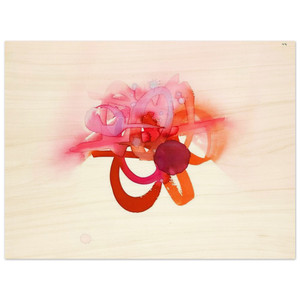 Luis Feito  UNTITLED RED ORANGE AND PINK Wood Print