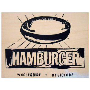 Andy Warhol  Hamburger  beige  Wood Print