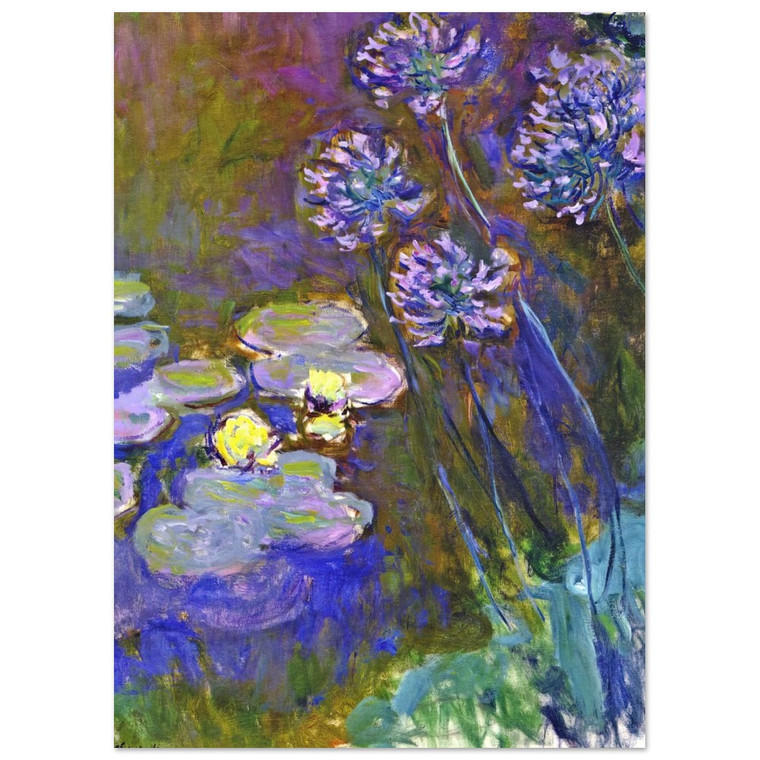 claude monet  Water Lilies and Agapanthus Fine Art Poster / Art Print