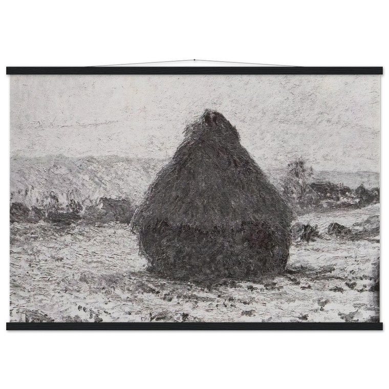 Monet Grainstack Snow Effect Museum-Quality Matte Paper Poster with Hanger