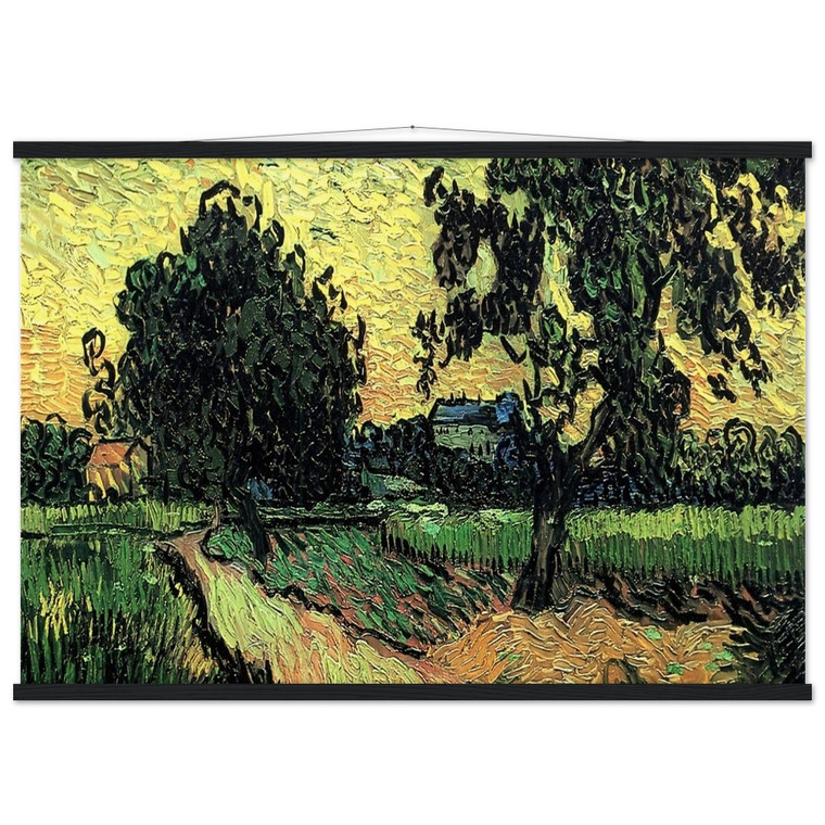 Van Gogh Chateau Auvers Sunset Matte Paper Poster with Hanger
