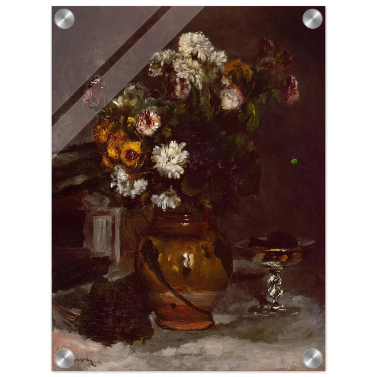 PierreAuguste Renoir  Flowers in a Vase and a Glass of Champagne Acrylic Print
