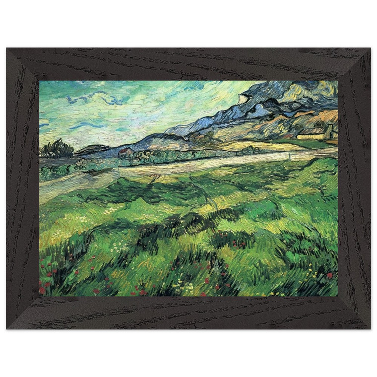 Van Gogh Green Wheatfield Asylum Premium Wooden Framed Art Print / Poster
