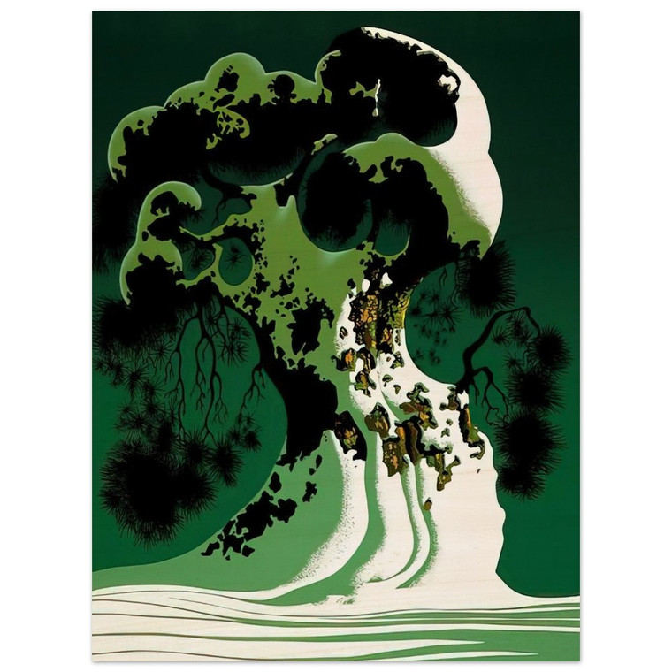 Eyvind Earle  Snow Covered Bonsai Wood Print