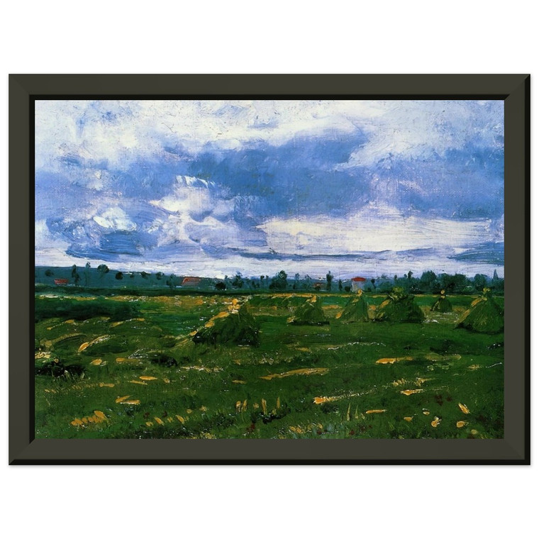 Vincent van Gogh Wheat Fields with Stacks Metal Framed Art Print / Poster