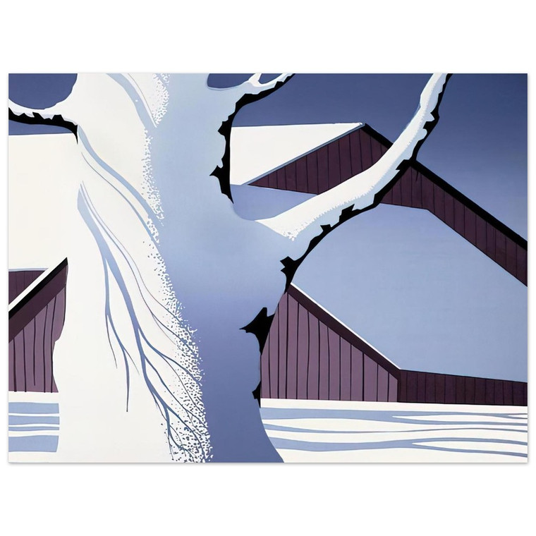 Eyvind Earle  Red Barn and Tree Trunk Aluminum Print