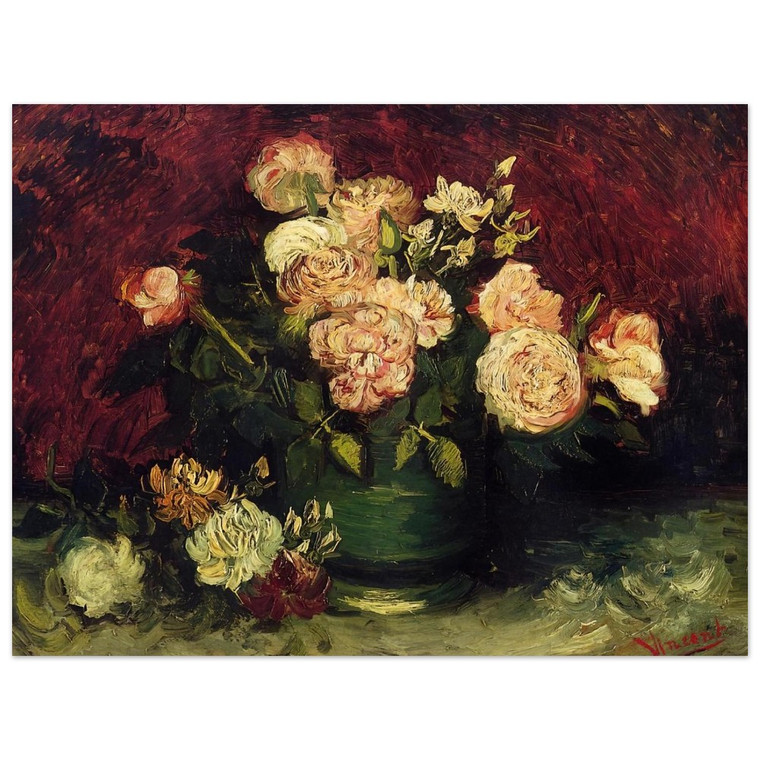 Vincent van Gogh  Bowl with Peonies and Roses Aluminum Print