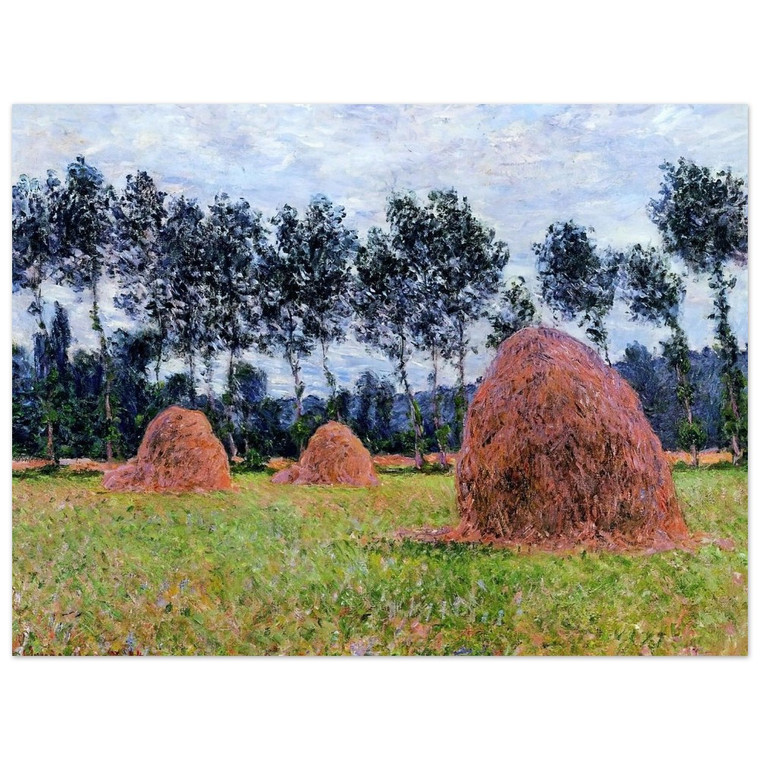 claude monet  Haystacks Overcast Day Aluminum Print