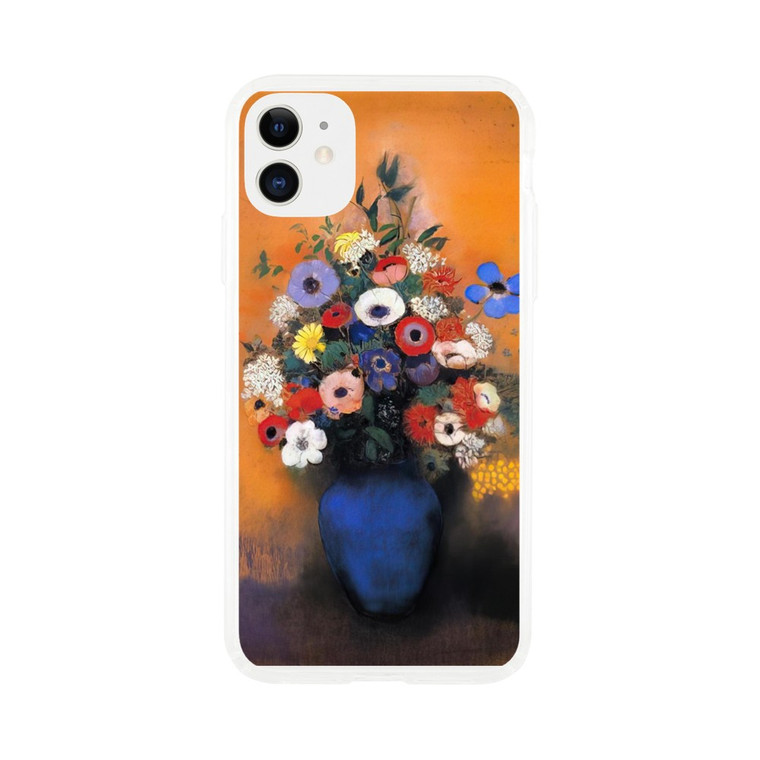 Odilon Redon - MINOSAS ANEMONIES AND LEAVES IN A BLUE VASE Clear case