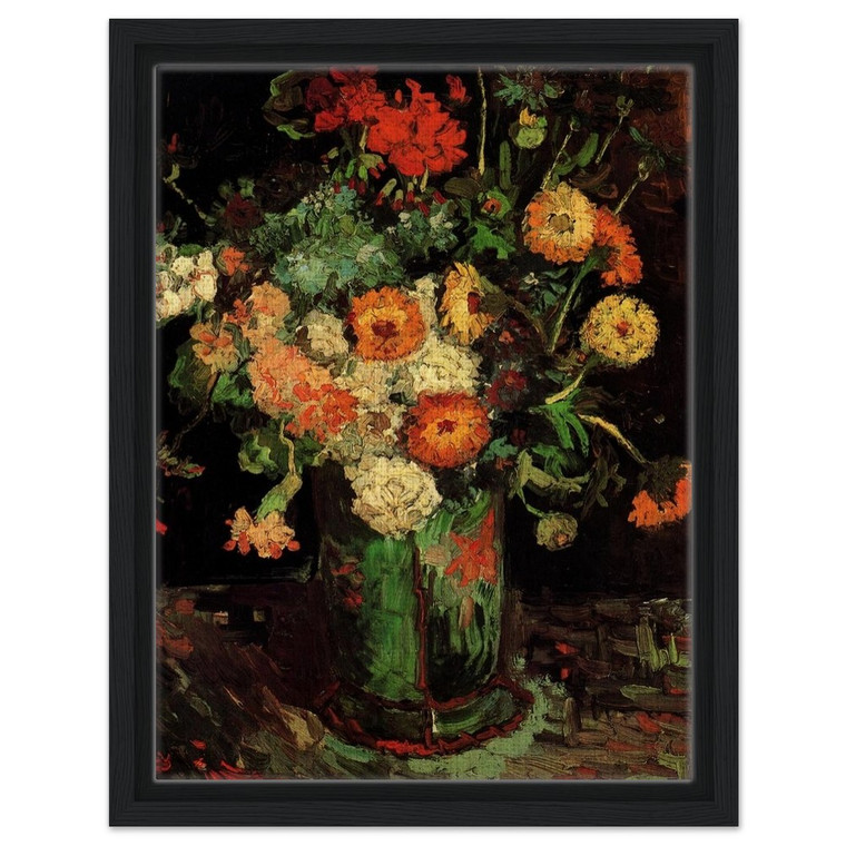 Vincent van Gogh  Vase with Zinnias and Geraniums Framed Canvas