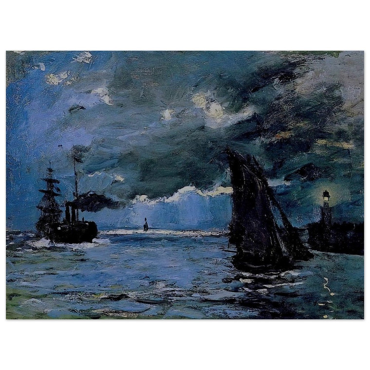 claude monet  Seascape Night Effect Wood Print