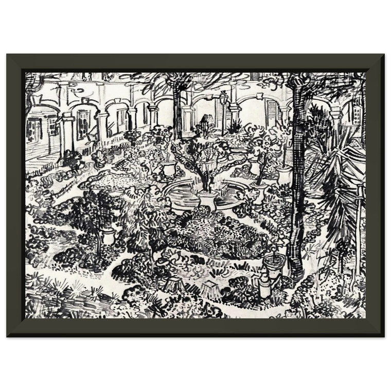 Van Gogh Arles Hospital Courtyard Premium Metal Framed Art Print / Poster