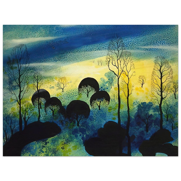 Eyvind Earle  Pastures Through the Fog Wood Print