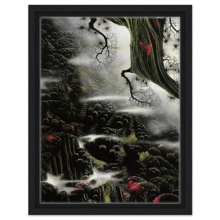 Eyvind Earle  Wisps of Fog and Branch Framed Canvas