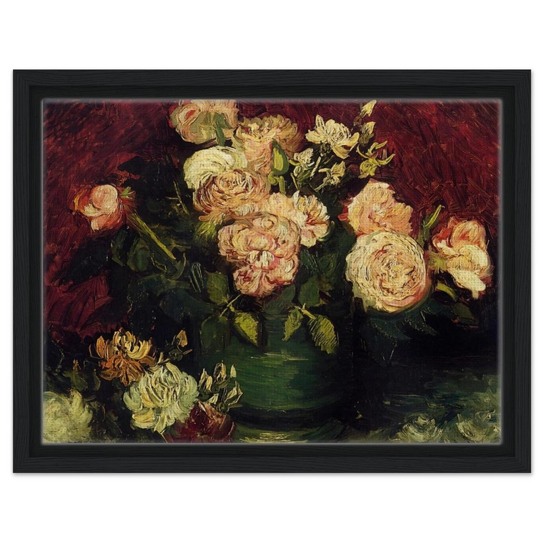 Vincent van Gogh  Bowl with Peonies and Roses Framed Canvas