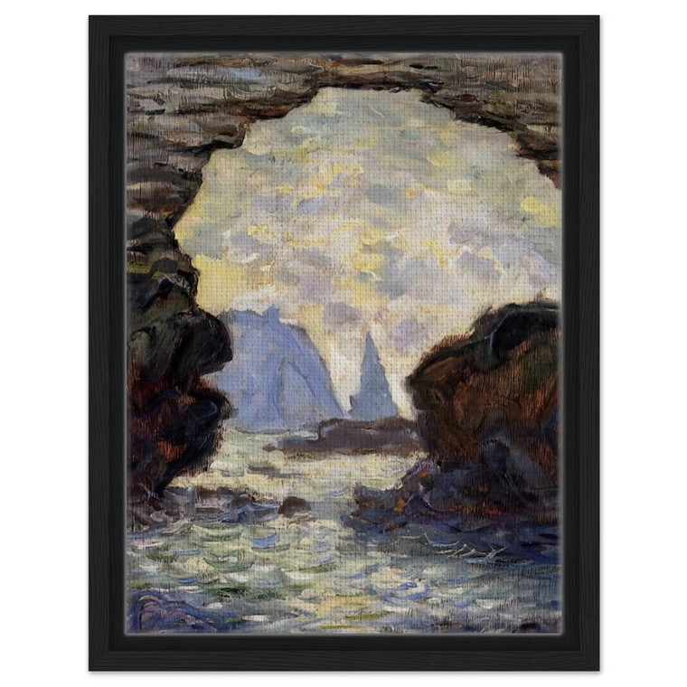 claude monet  The Rock Needle Seen through the Porte dAumont Framed Canvas