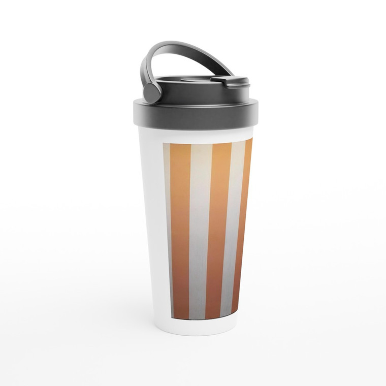 Daniel Buren White Acrylic White Orange Striped Fabric 1967 Travel Mug