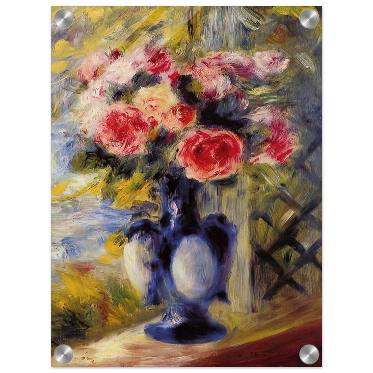 PierreAuguste Renoir  Bouquet of Roses in a Blue Vase Acrylic Print