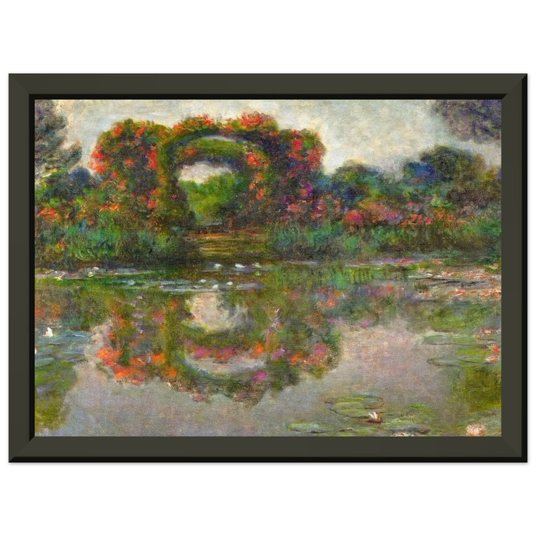 Monet Rose Flowered Arches at Giverny Metal Framed Art Print