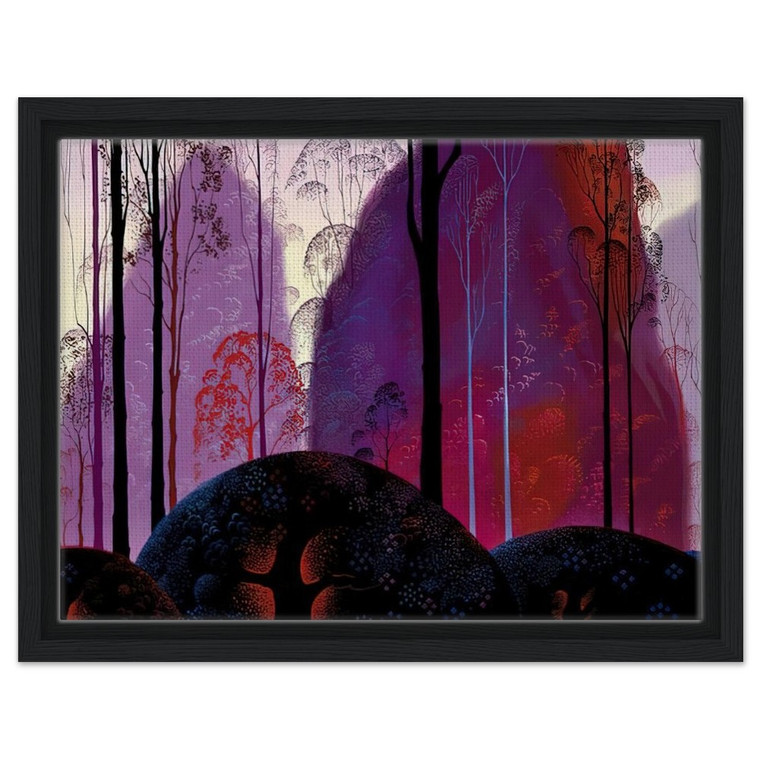 Eyvind Earle  Mauve Red and Purple Framed Canvas