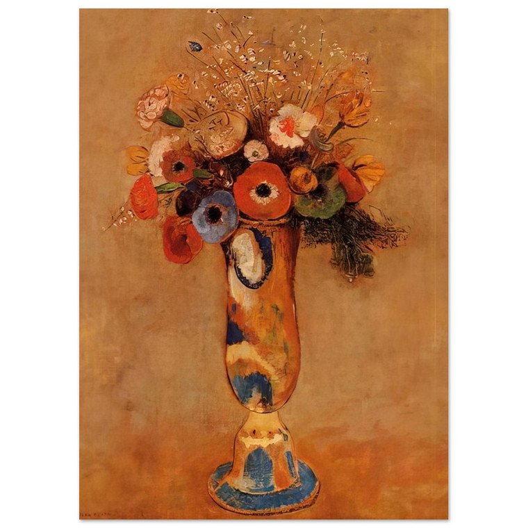 Odilon Redon  WILDFLOWERS IN A LONG NECKED VASE Fine Art Poster / Art Print