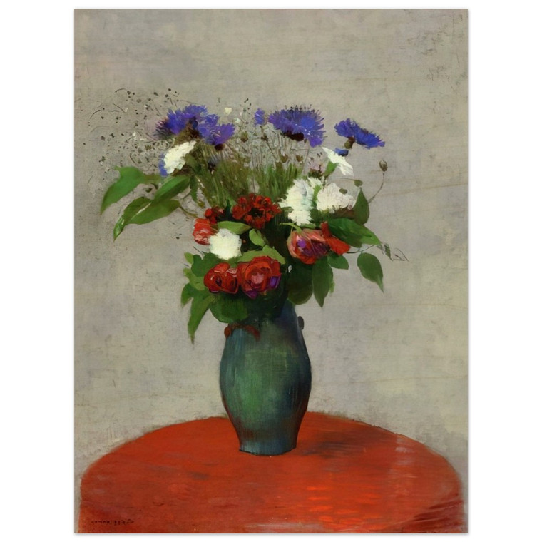 Odilon Redon  VASE OF FLOWERS ON A RED TABLECLOTH Wood Print