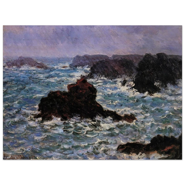 claude monet  BelleIle Rain Effect Wood Print
