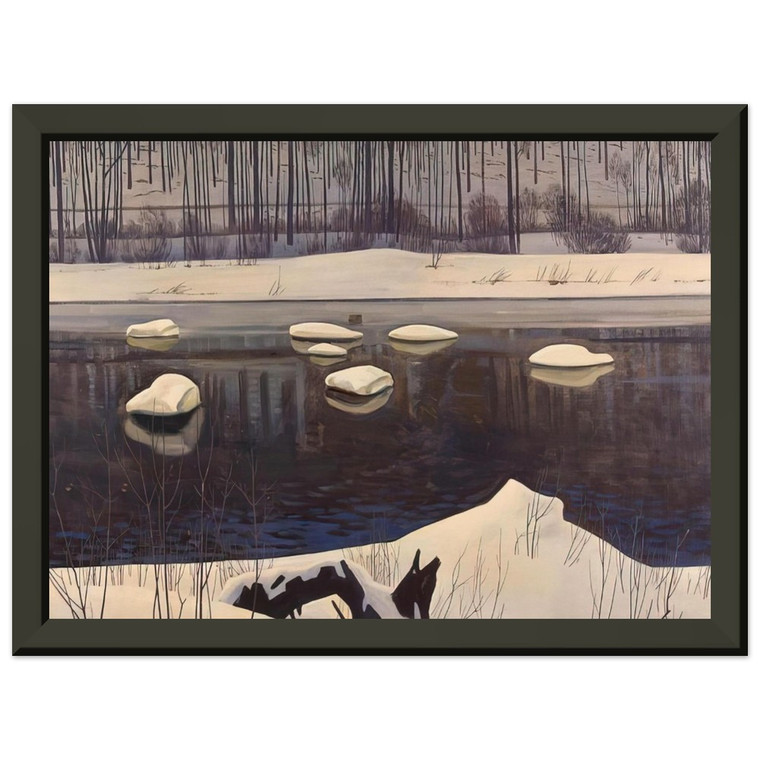 Rockwell Kent Au Sable River Winter Adirondacks Metal Framed Print