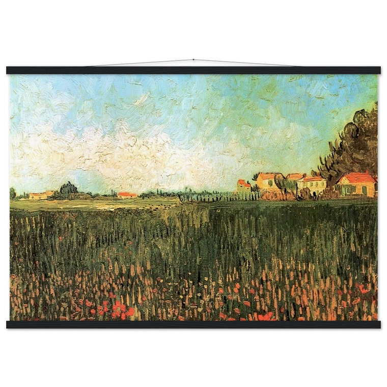 Van Gogh Farmhouses in a Wheat Field Near Arles Poster with Hanger