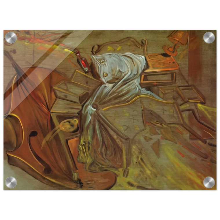 Salvador Dali Bed & Tables Ferociously Attacking Cello Acrylic Print