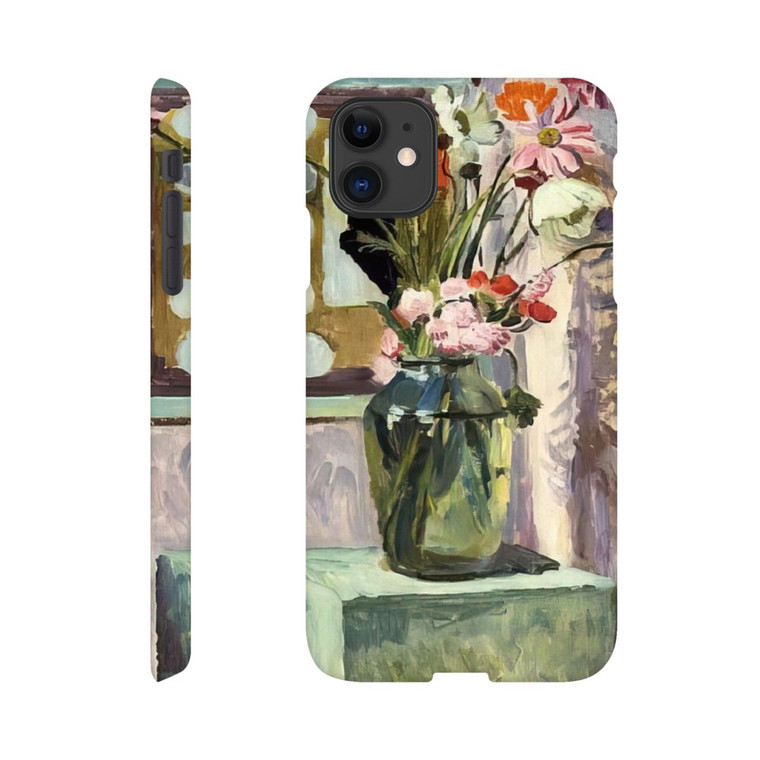 Vanessa Bell - FLOWERS IN A GLASS VASE WITH ABSTRACT NEEDLEWORK DESIGN Slim case